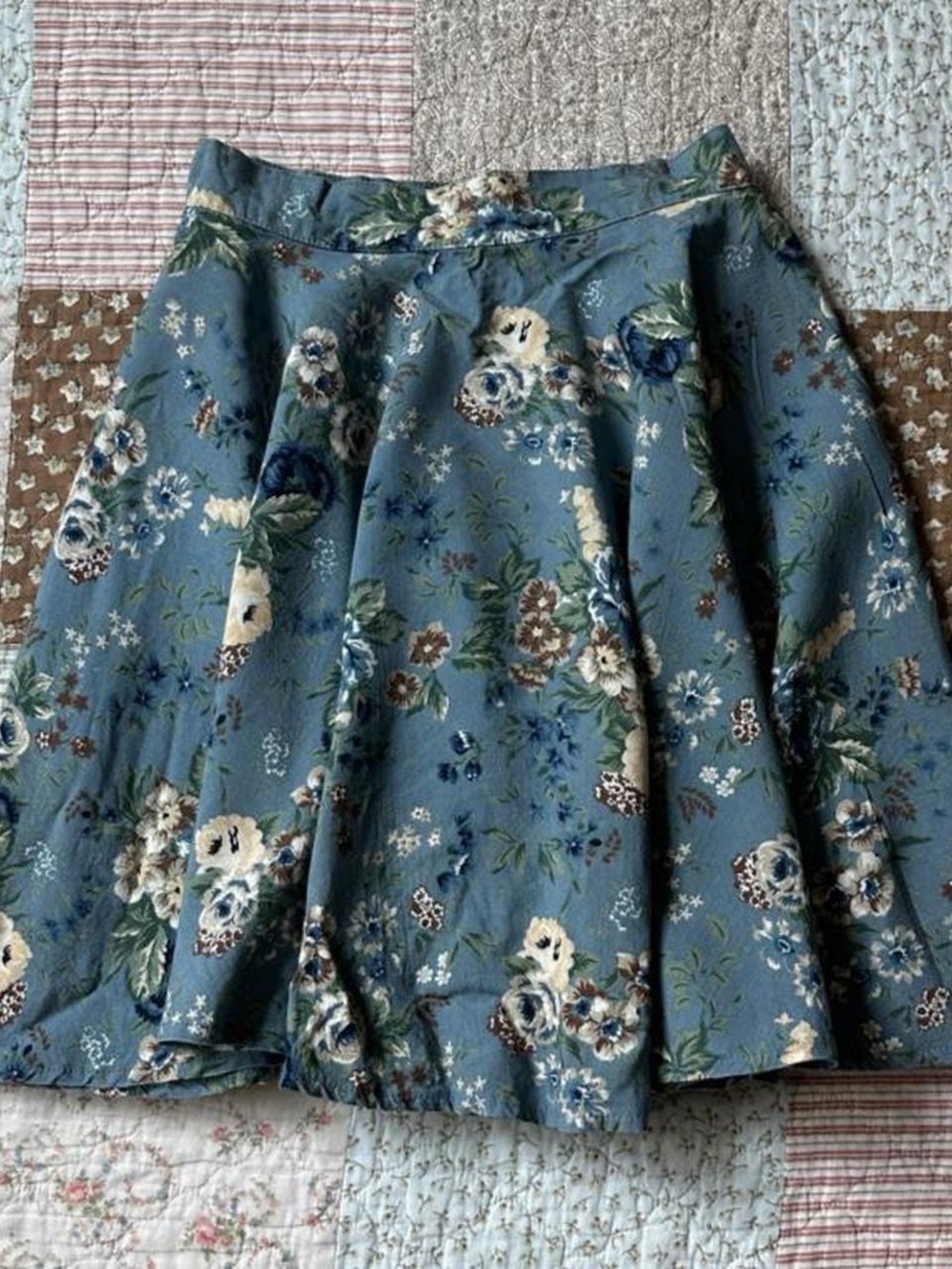 O~L vintage blue floral high-rise mini-skirt
